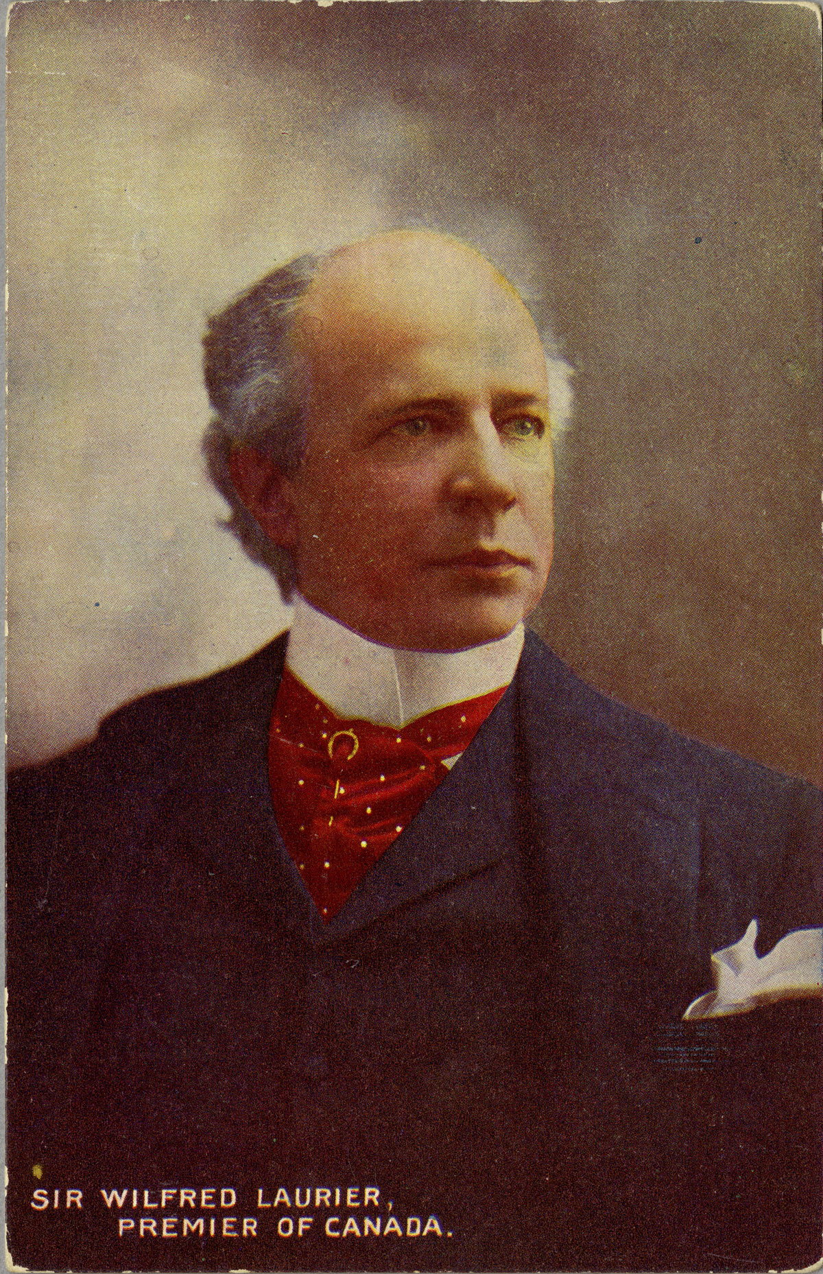 Hand-coloured postcard depicting Laurier, undated. Canadian Museum of History, 2012-H0040.75.001. Gift of Serge Joyal.