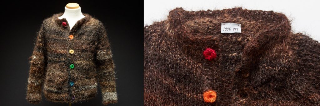 The Gay Sweater is made from 100% gay human hair. Images from Saatchi & Saatchi Canada and courtesy of the Canadian Centre for Gender and Sexual Diversity. 