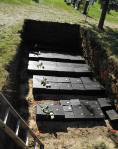 Caskets reburied in 2017 at the grave plot named “Barrack Hill Cemetery” at Beechwood Cemetery