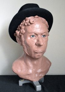 Facial reconstruction produced by forensic artist Sarah Jaworski. Hat provided by the Bytown Museum.