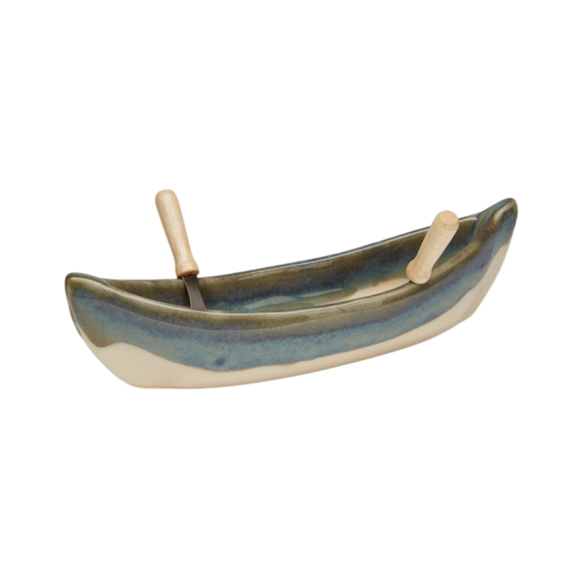 Canoe dip pot from Maxwell Pottery in Seaside colour