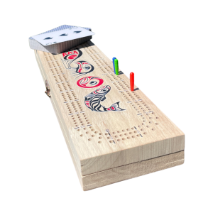 3-Track Cribbage Board - Eagle & Salmon by PAUL WINDSOR, HAISLA, HEILTSUK