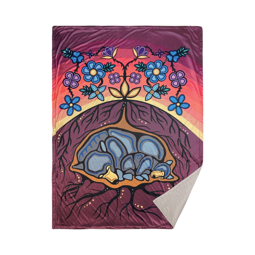 Premium Fleece Blanket - Sleeping Bears by Lac Seul First Nation, Ojibwe artist Storm Angeconeb