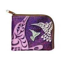 Hummingbird coin purse by coast salish artist Joe Wilson-Sxwaset