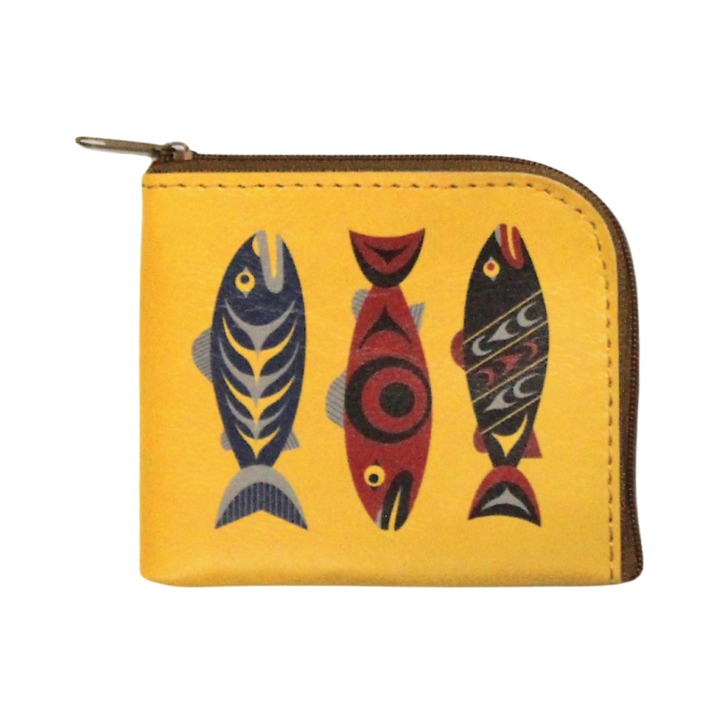 Salmon in the wild coin purse by Coast Salish artist Simone Diamond