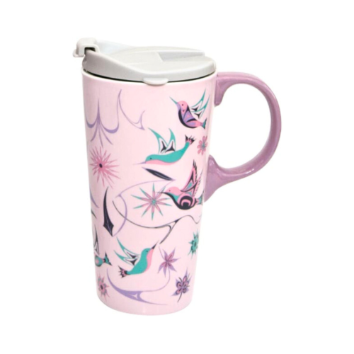 Hummingbird ceramic travel mug