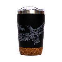 Corked bottom travel mug with Soaring Eagle design by Corey Bulpitt