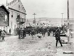 Crowd Assembled at Dawson Post Office, Yukon, 1899 