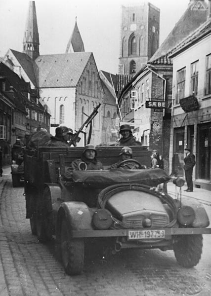 German soldiers leaving Ribe, Denmark, after liberation, 1945