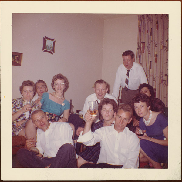 Chris’s friends Kathleen Traynor, Johnny and Marie Sorenson, and Alex Speirs at Johnny and Marie’s apartment, Toronto, ca 1957