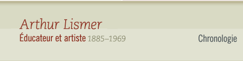 Arthur Lismer, 1885-1969 ducateur et artiste - Chronologie