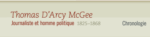 Thomas D'Arcy McGee, 1825-1868 Journaliste et homme politique- Chronologie