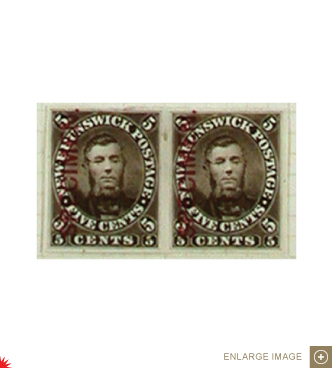 New Brunswick Five Cents plate proofs in brown