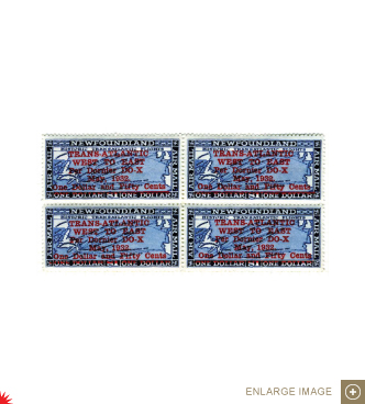Block of four One Dollar and Fifty Cents airmail stamps