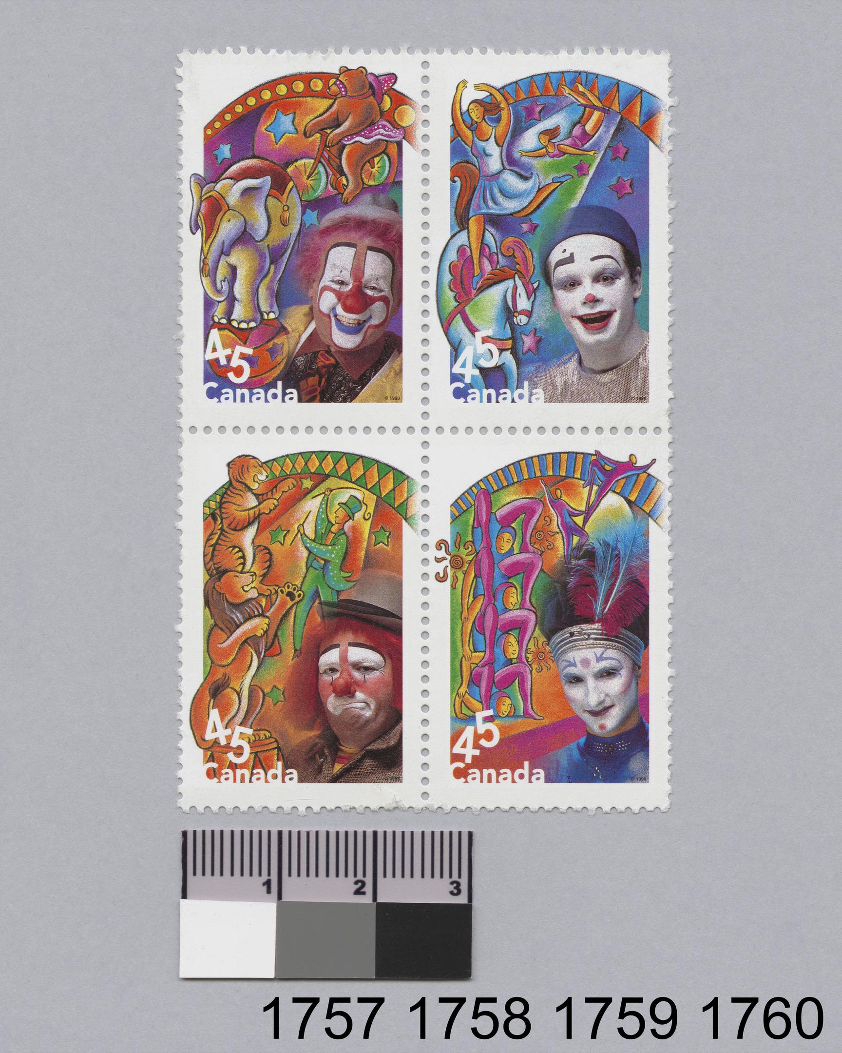 postage stamp The Circus Clown Animal Acts Clown Equestrian