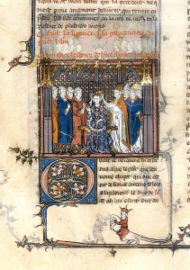 Coronation of Hugues Capet, 1st quarter of 14th century, from the Grandes Chroniques de France
