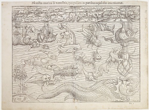 Land and Sea Monsters, 1556, by Sebastian Münster