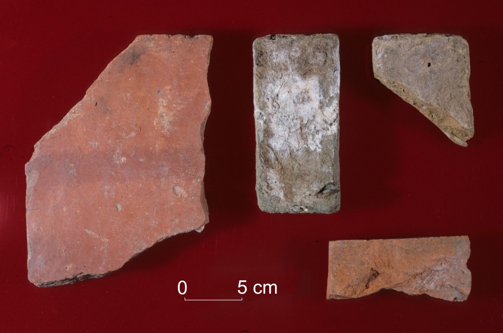 A sampling of archaeological bricks found near the Old Fort, upstream from Fort Severn.