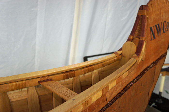 Detail of the canot du maître made by master canoe builder Richard (Rick) M. Nash. Canadian Museum of History, photo E. Laberge