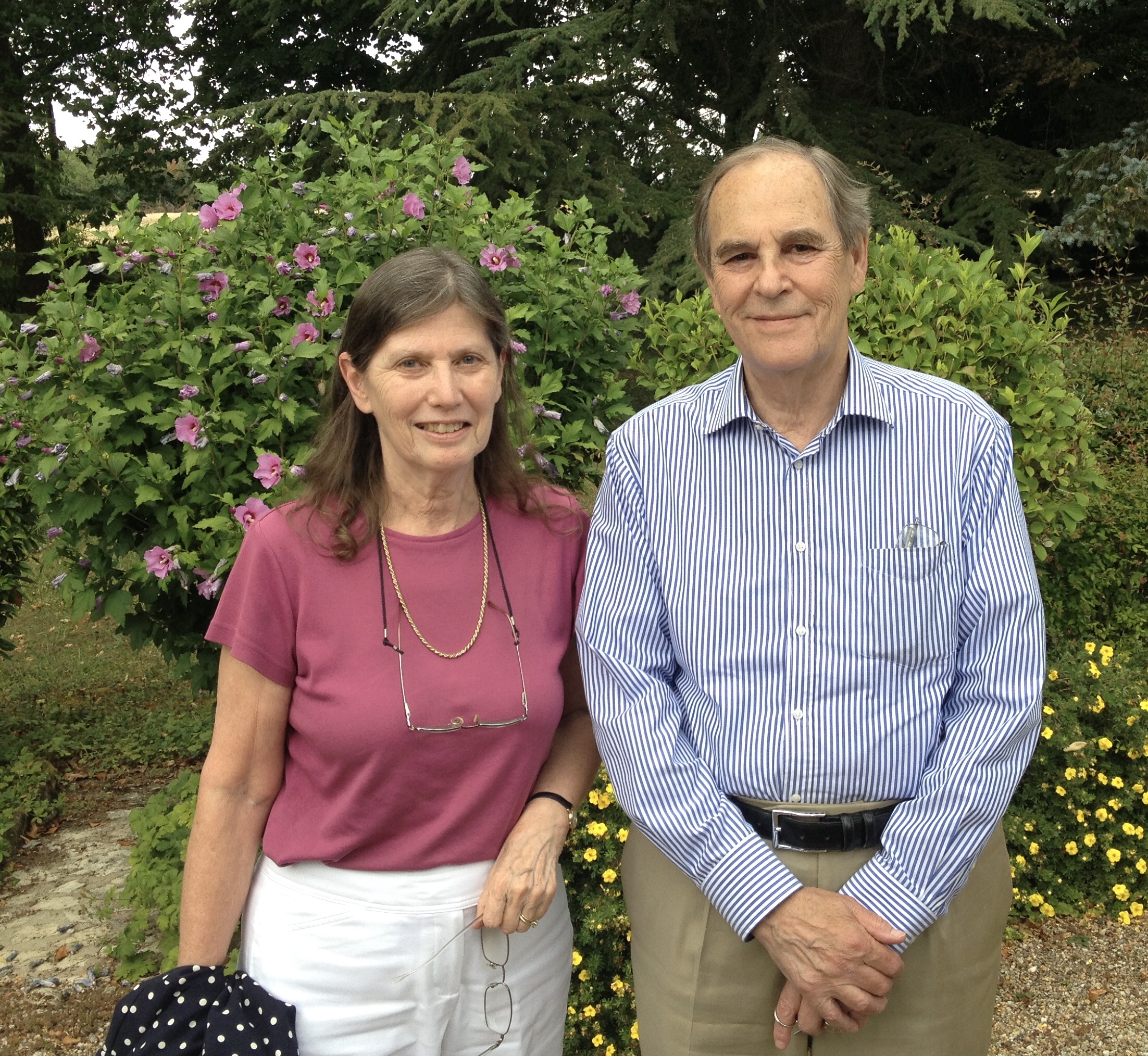 A man and a woman standing in the Canadian Museum of History garden in Ottawa.