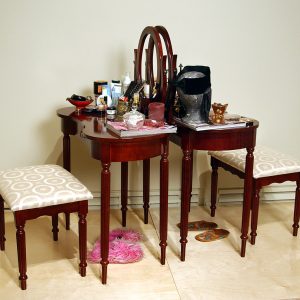 Two dressing tables with stools and miscellaneous objects