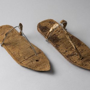 A pair of partially intact sandals.