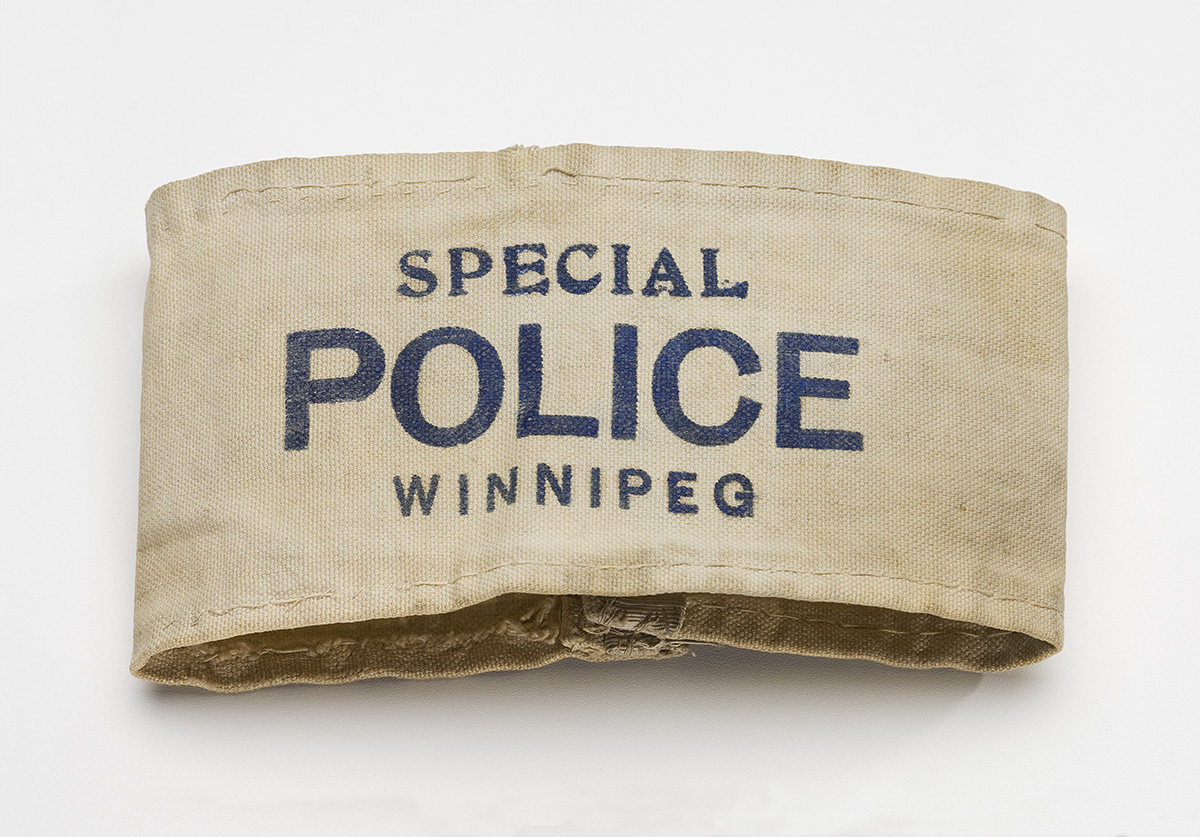 A bag with the words special police Winnipeg in Ottawa.