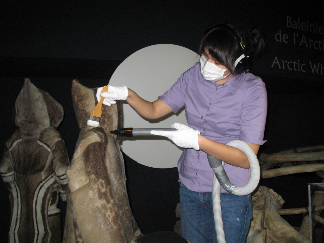 A woman wearing a mask at the Canadian Museum of History in Ottawa.