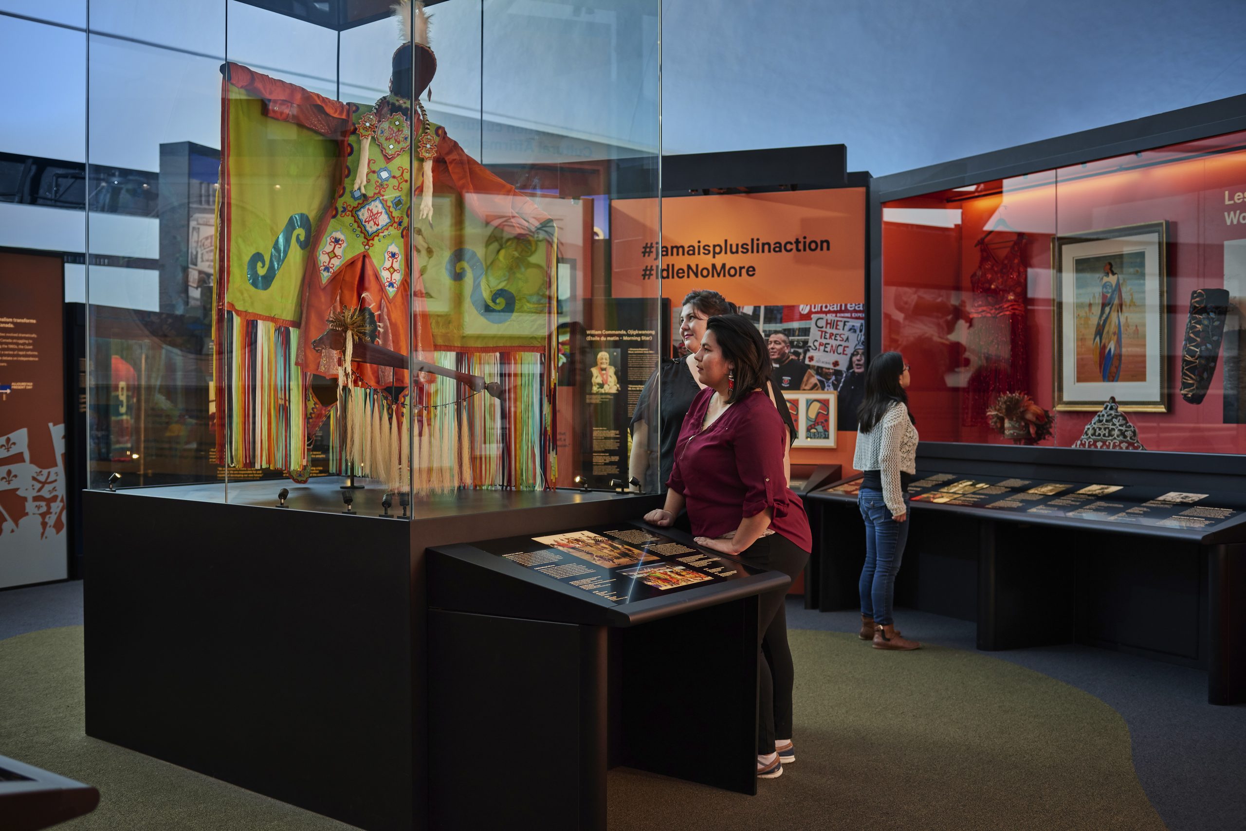 A woman exploring the artifacts display at the Canadian Museum of History in Ottawa.