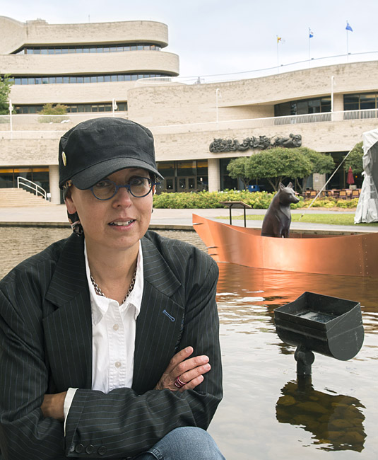 A woman wearing a hat at the Canadian Museum of History in Ottawa.