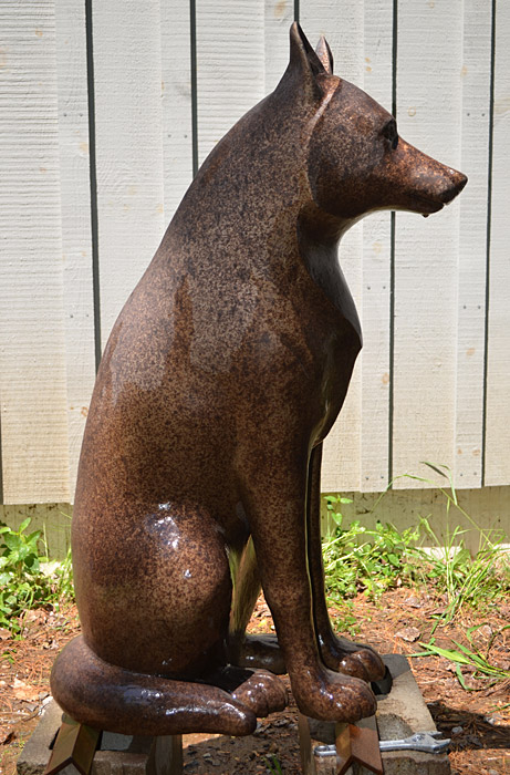 A statue of a wolf in the Canadian Museum of History.