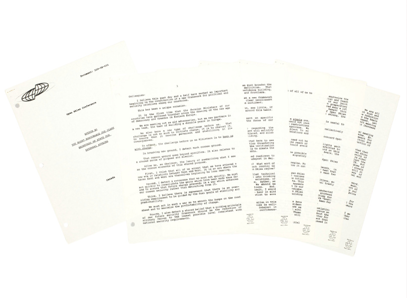 Sheets of paper with a speech text.