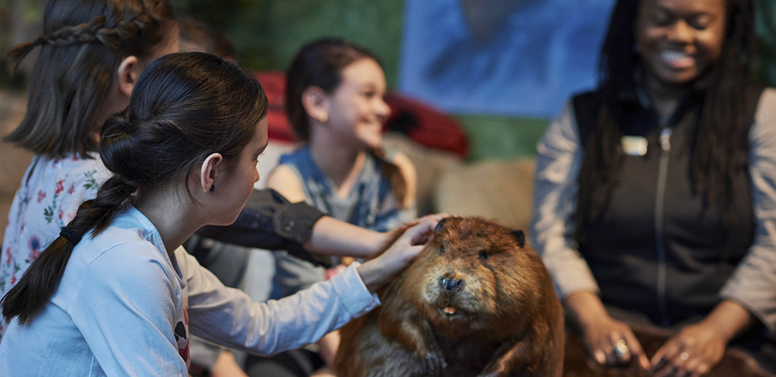 A tour guide with children