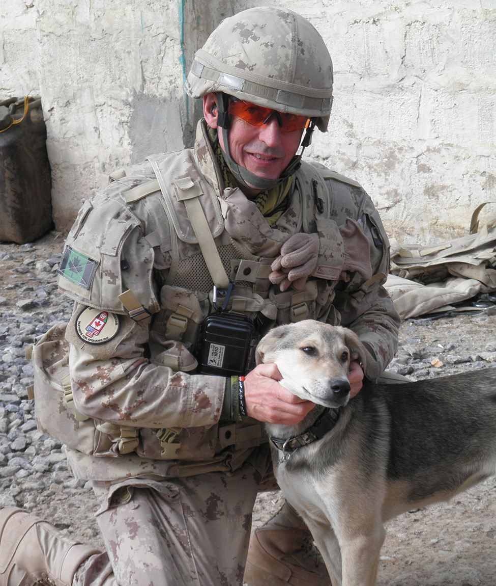 A soldier with a dog